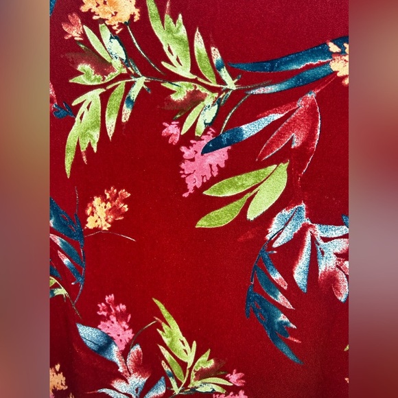 Women’s Christian Siriano Red Polyester Spandex Floral MIDI Dress Size Large - Picture 5 of 6